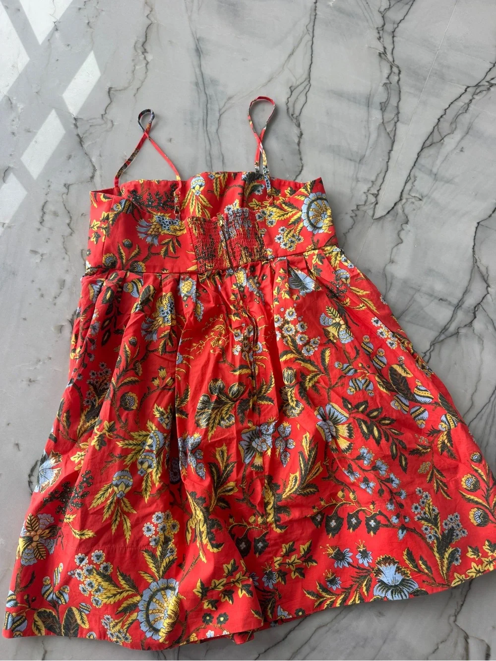 Cara Cara orange and blue Floral Spaghetti-Strap Sundress for women - Picture 2 of 5
